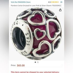 Pandora Cerise Encased in Love Pink & Silver Charm
